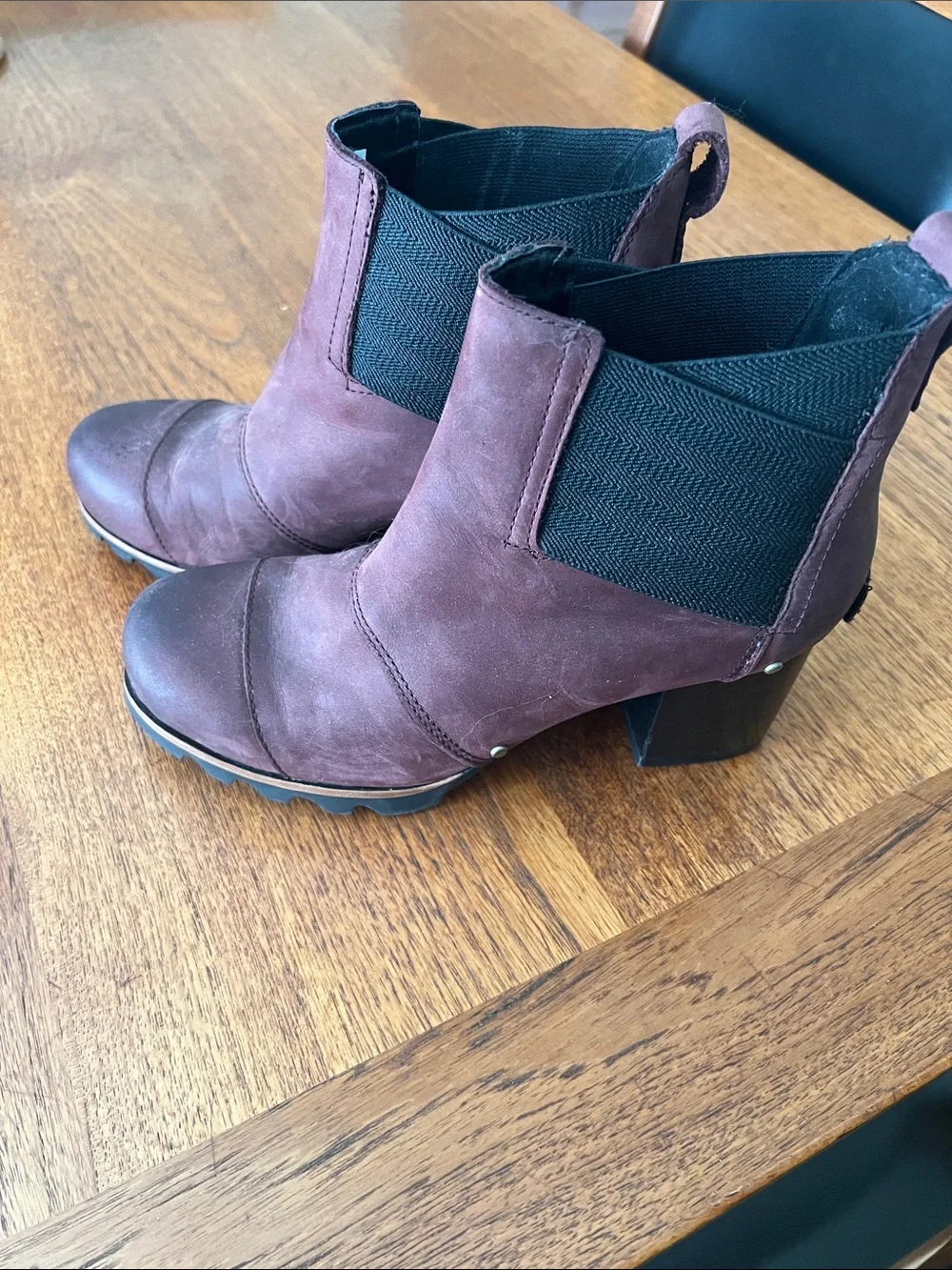Sorel Chocolate Brown Suede Ankle Booties with Block Heel